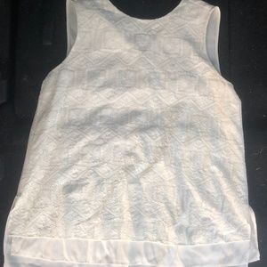 Lafayette 148 Silk Cotton Embroidered Sleeveless Blouse Womens Medium